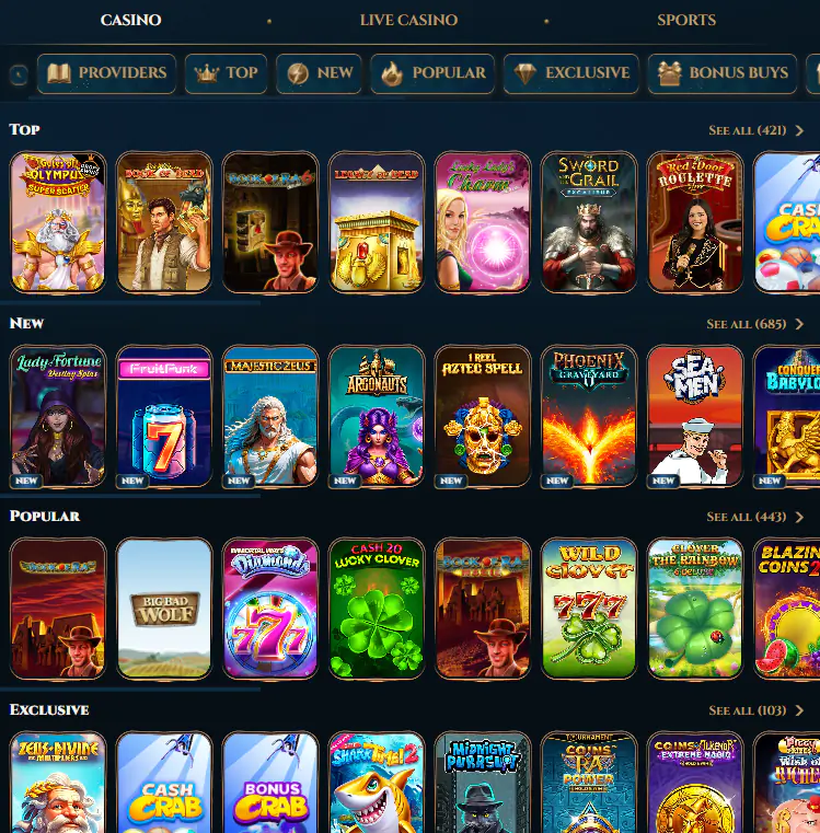 Wonder Luck Casino giochi